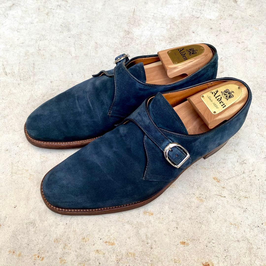 Alden17031F★サイズ9D★スエード★ネイビー★モンクストラップ