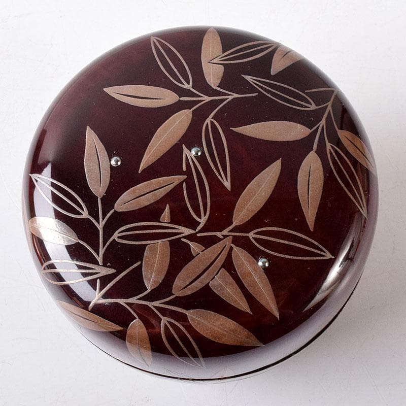 茶道具　山下泰園作　露笹蒔絵　白粉解香合　共箱　V　7732