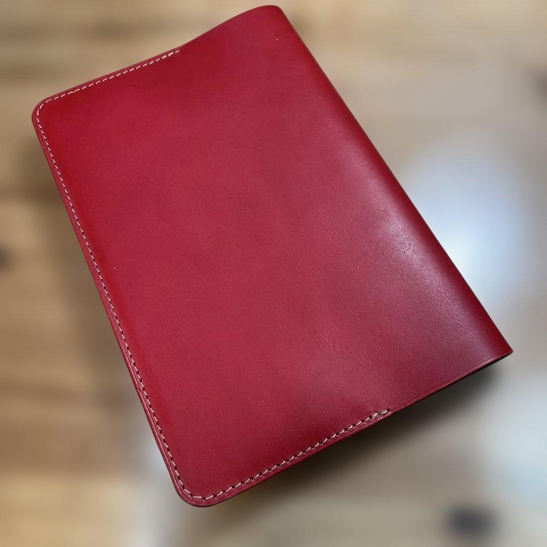 【ちよぴー様オーダー品】A5 ブックカバー レッド ブラウン ペンケース