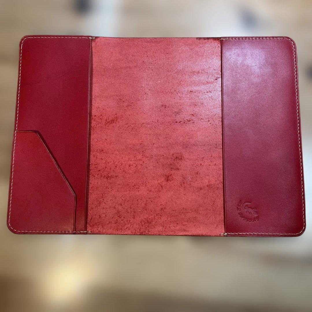 【ちよぴー様オーダー品】A5 ブックカバー レッド ブラウン ペンケース