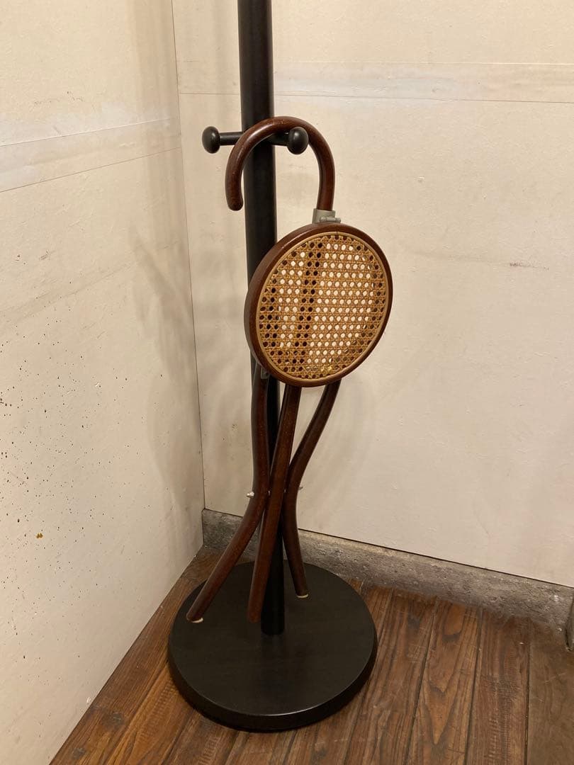 希少 秋田木工 折り畳み ステッキチェア 曲木椅子 籐張 ヴィンテージ 古道具