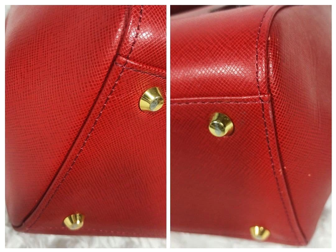 BURBERRY レザー ハンドバッグ メタルロゴ 赤 ノバチェック A4可