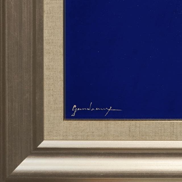 肉筆油絵◇『青のやまなみ』◇がんどうあつし作者直接真作直筆絵画F8号