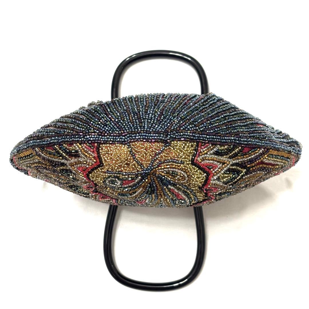 未使用級 LUMY ルミー はしもと ビーズ 総ビーズ パーティバッグ 皇室