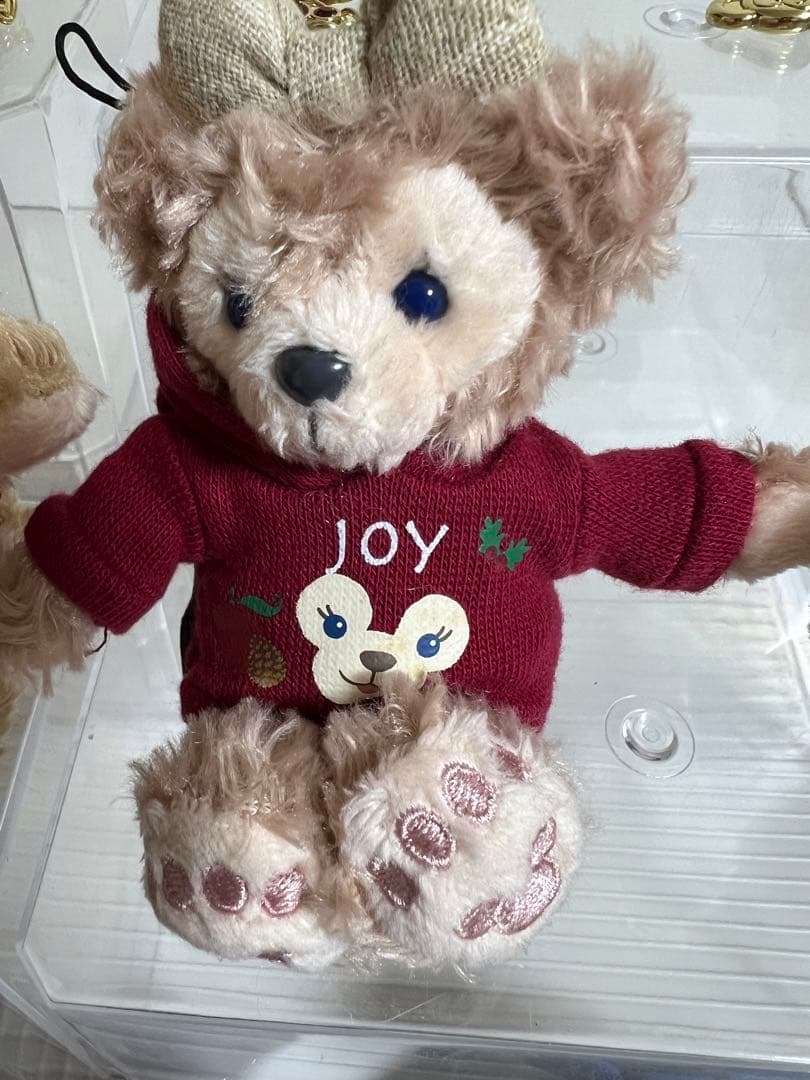 ディズニー、ダッフィー、シェリーメイぬいぐるみバッチ、10周年ストラップチェーン