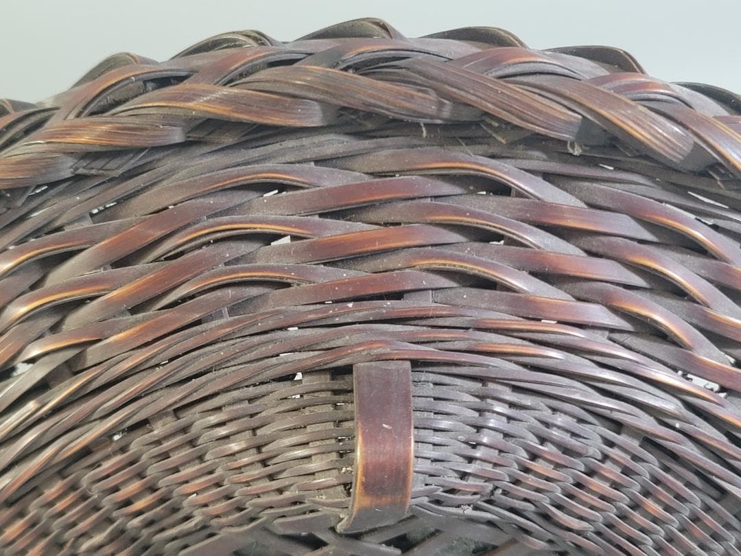 茶道具 竹籠 炭斗 時代物 DT707｜