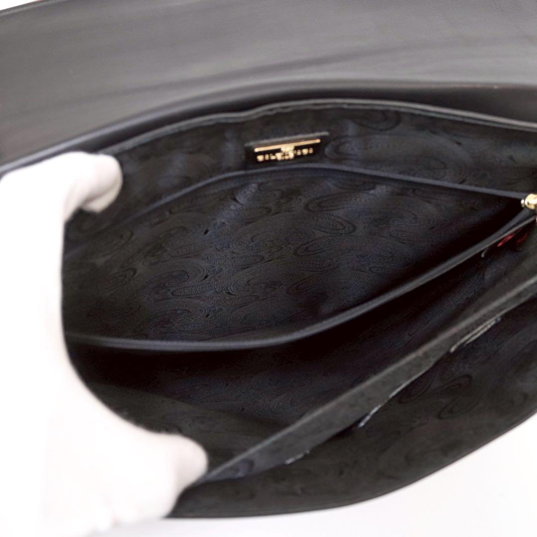 バレンシアガ ブリーフケース ペイズリー柄　レザー ロゴ型押し 黒