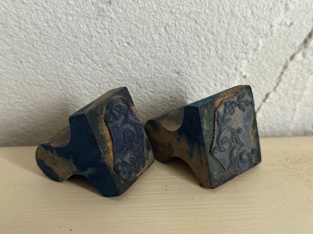 フランスアンティーク モノグラム 刺繍 木製スタンプセット