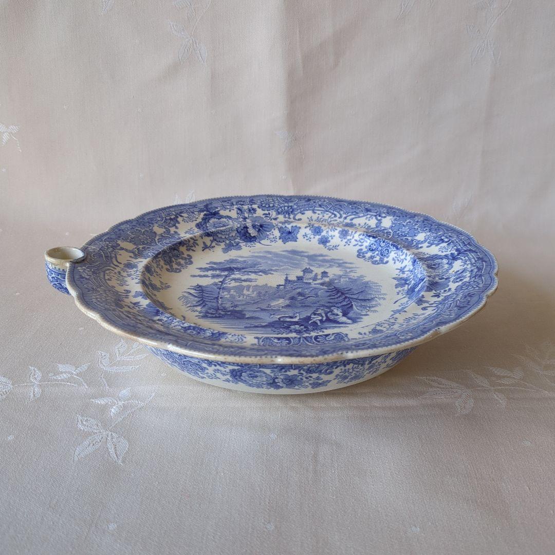 イギリスアンティーク 保温プレート ブルー＆ホワイト 19世紀 イギリスアンティーク 保温プレート ブルー＆ホワイト 19世紀