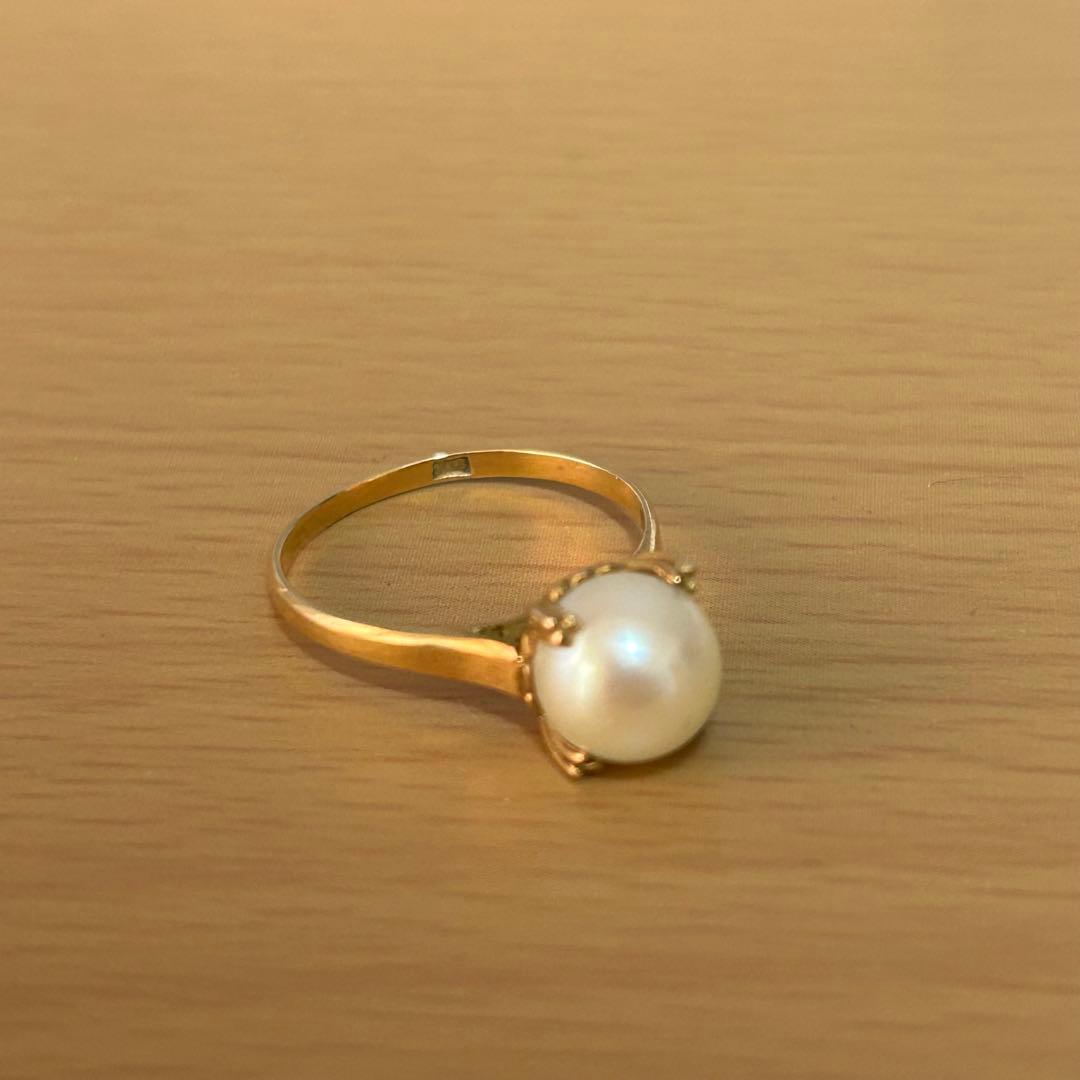 【値引き対応あり】【18K】 本真珠 パールリング（刻印あり）