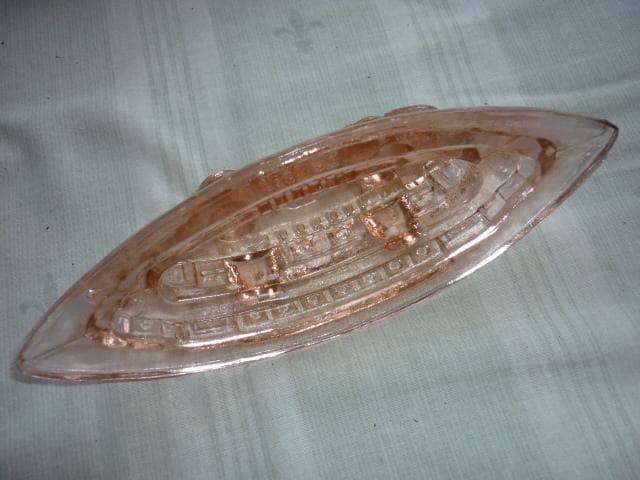 極希少（ピンク色）美品 大正時代◇アメリカ海軍 戦艦 メイン号 ガラス