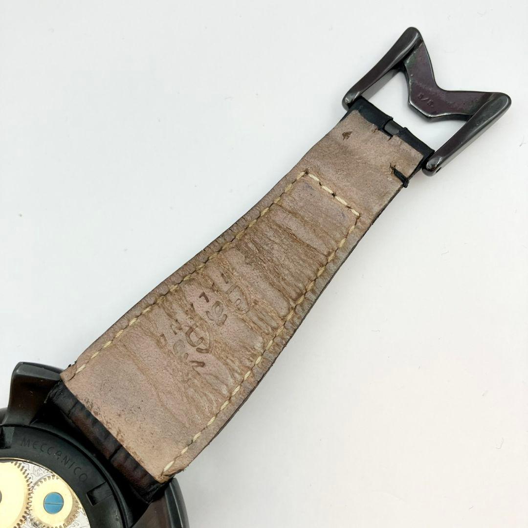 稼働品 ガガミラノ マヌアーレ 48ｍｍ 手巻き オールブラック 腕時計