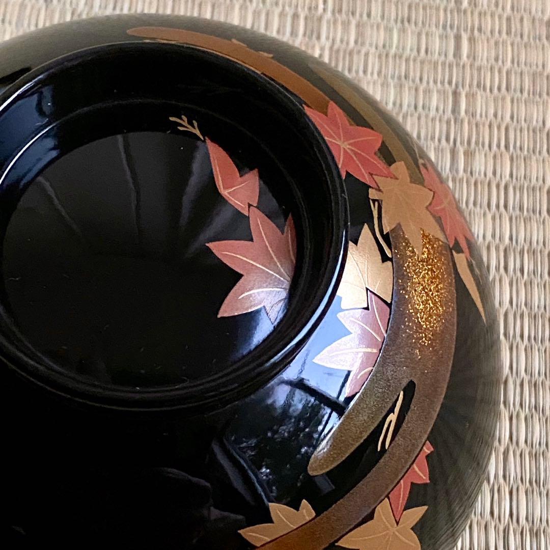 未使用 輪島塗 慶塚作【霞春秋蒔絵 蓋付吸物椀5客】天然木 漆塗 金蒔絵 共箱