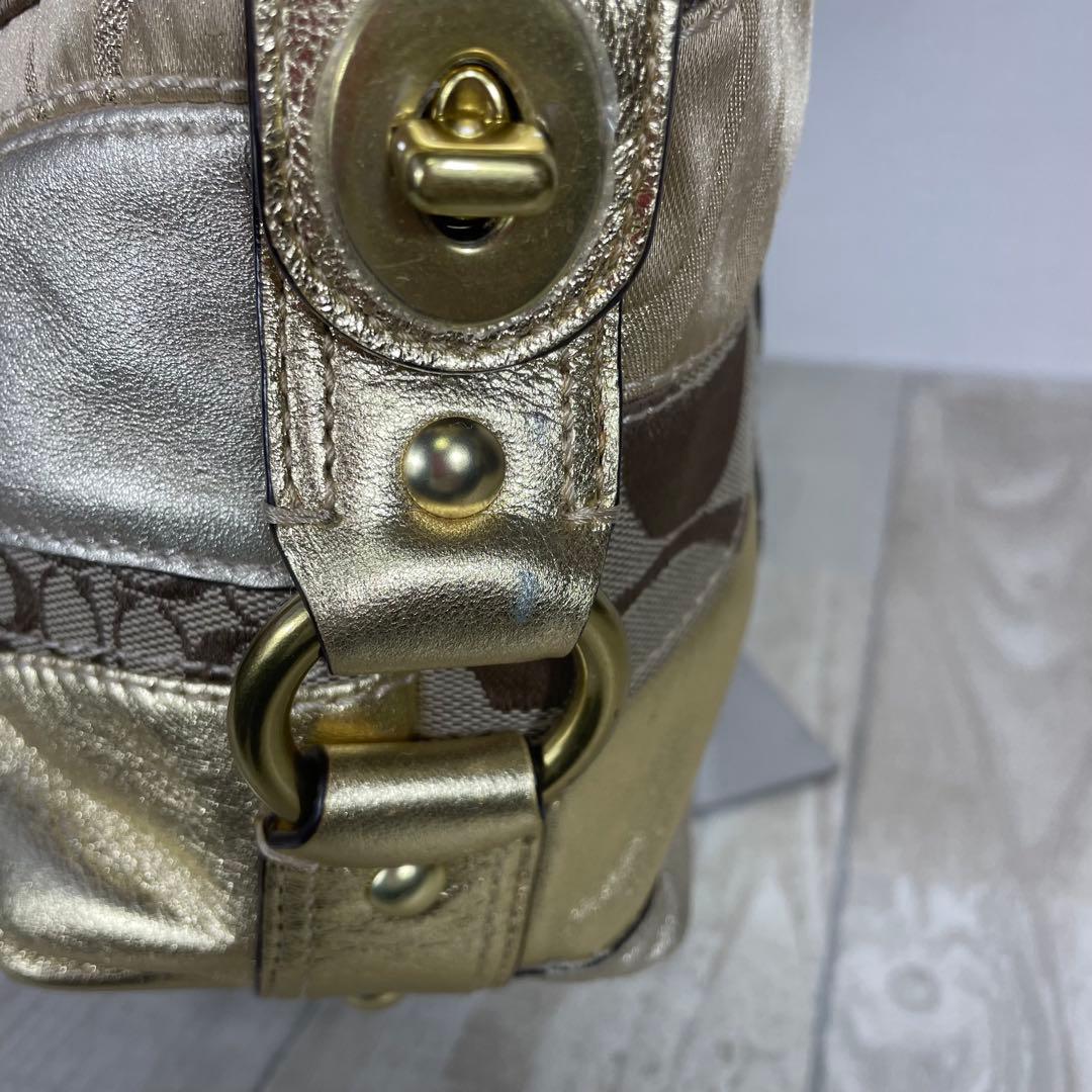COACH コーチ　ゴールド系パッチワークショルダーバッグ　ワンショルダー