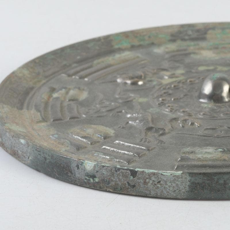 中国 古銅青銅 神獣文 銅鏡 古鏡 紙鎮 文鎮 時代箱付 M 9273E - メルカリ