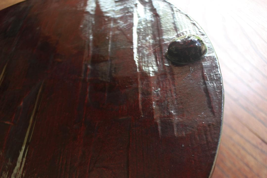 デッドストック！風情ある一閑張りに極上溜塗の映えるお膳（検お盆お膳茶道具