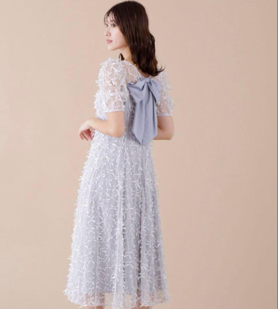 水色 リボンチュールオケージョンドレス　Jill by jillstuart