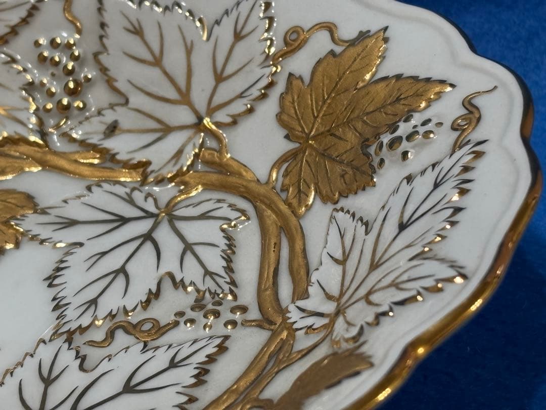 マイセン　グランツゴールドレリーフ皿　ピンクローズ　一級品　アンティーク　希少品