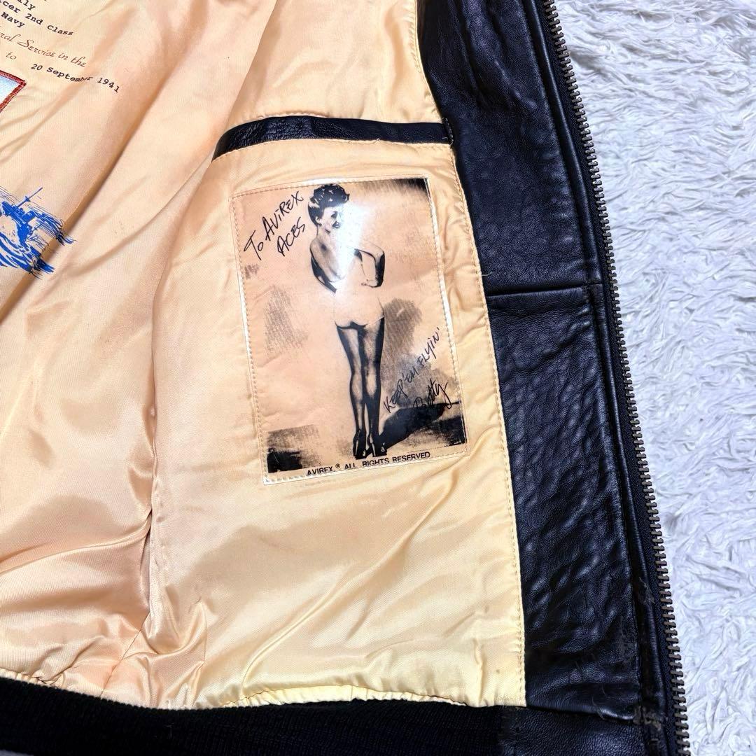 新品未使用】AVILEX 7823 G1 ボア付きフライトジャケット ブラック