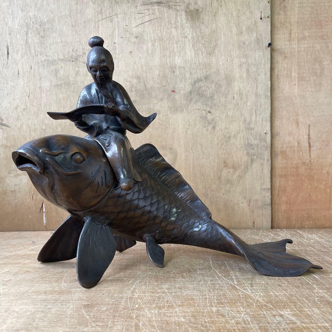 鯉に乗る仙人 置物 工芸品 鯉仙人 - メルカリ