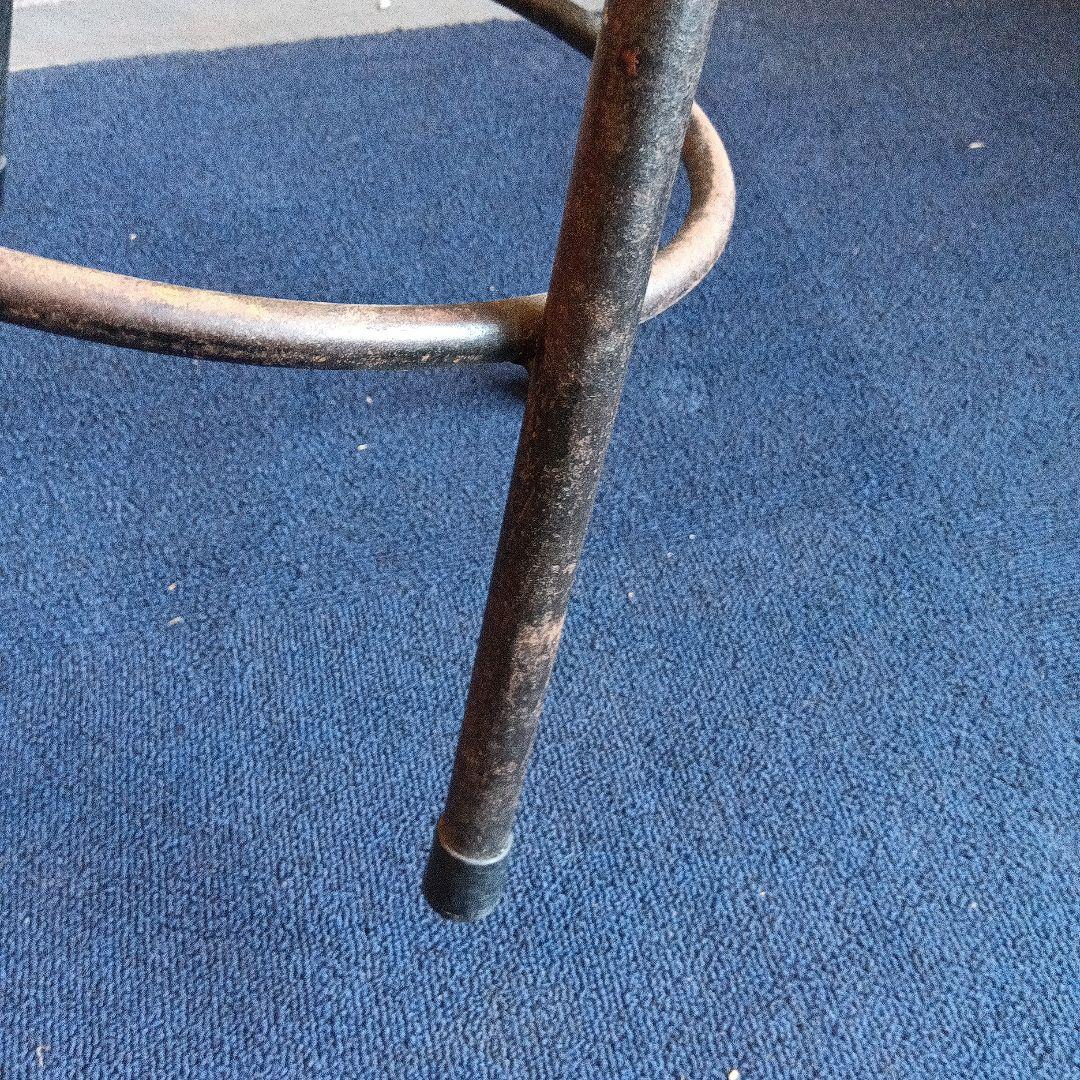 ブラウンレザー調 バースツール 椅子 昭和レトロ アイアン