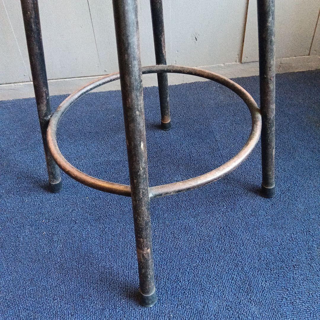 ブラウンレザー調 バースツール 椅子 昭和レトロ アイアン