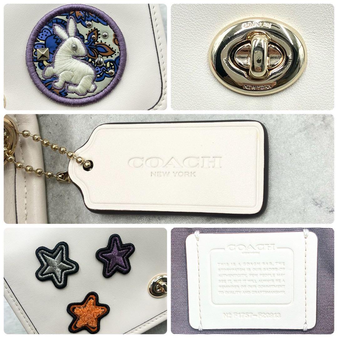 未使用級 コーチ カメラバッグ ショルダーバッグ スタッズ レザー クロスボディ