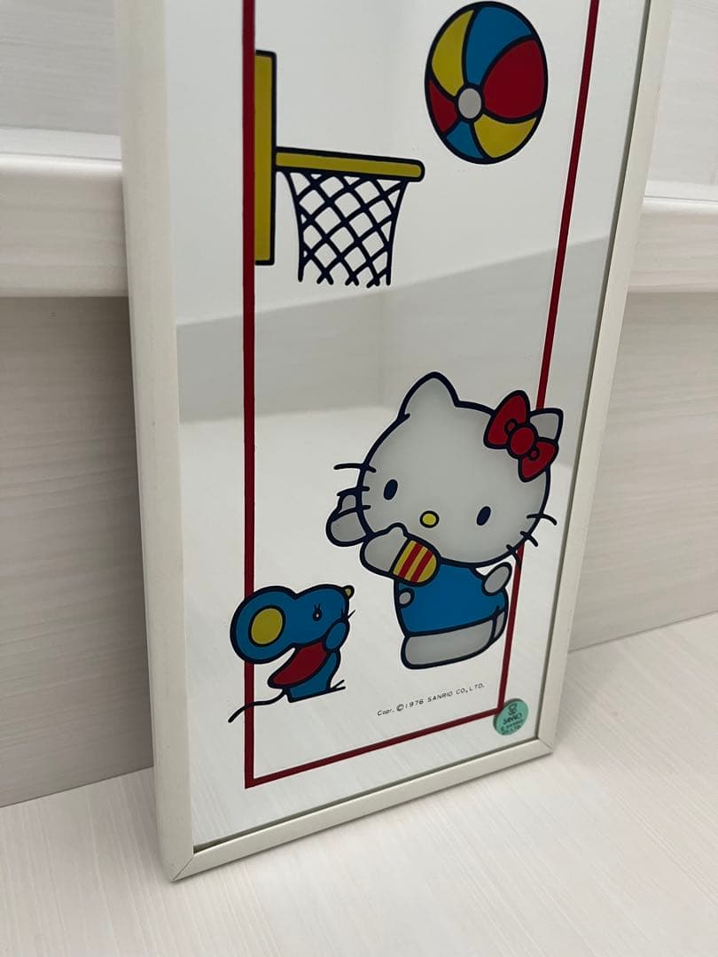 激レア 昭和レトロ キティ サンリオ フィギュア付きスタンドミラー 80