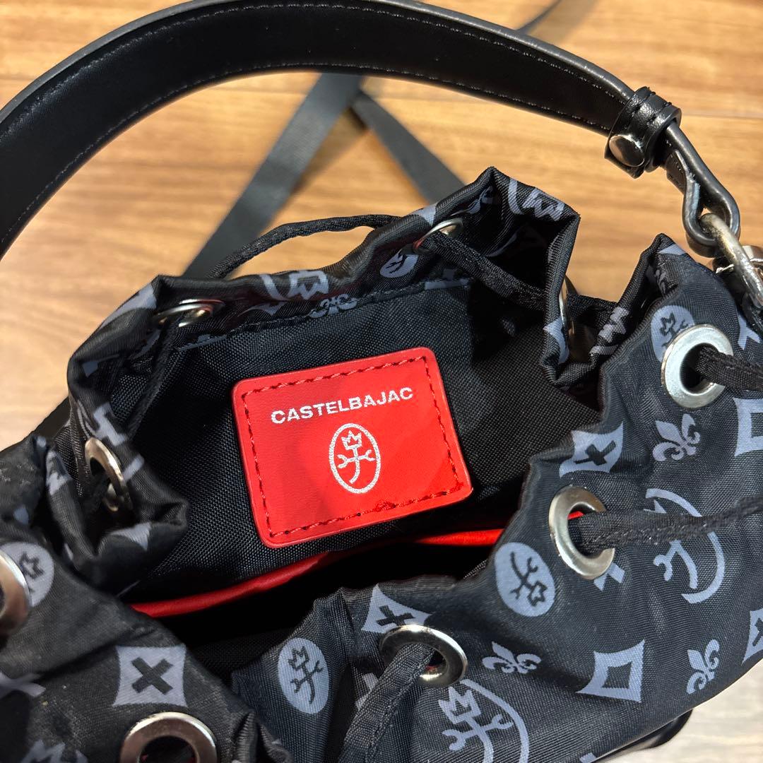 【美品】カステルバジャック 2way ミニ 巾着 ショルダーバッグ 総柄デザイン