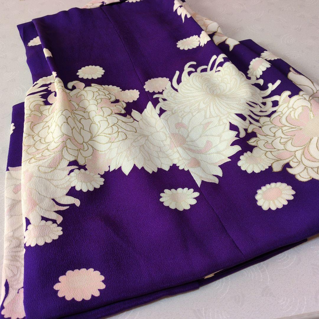 七五三３歳正絹手縫いの被布と巾着のセット（中綿無し）