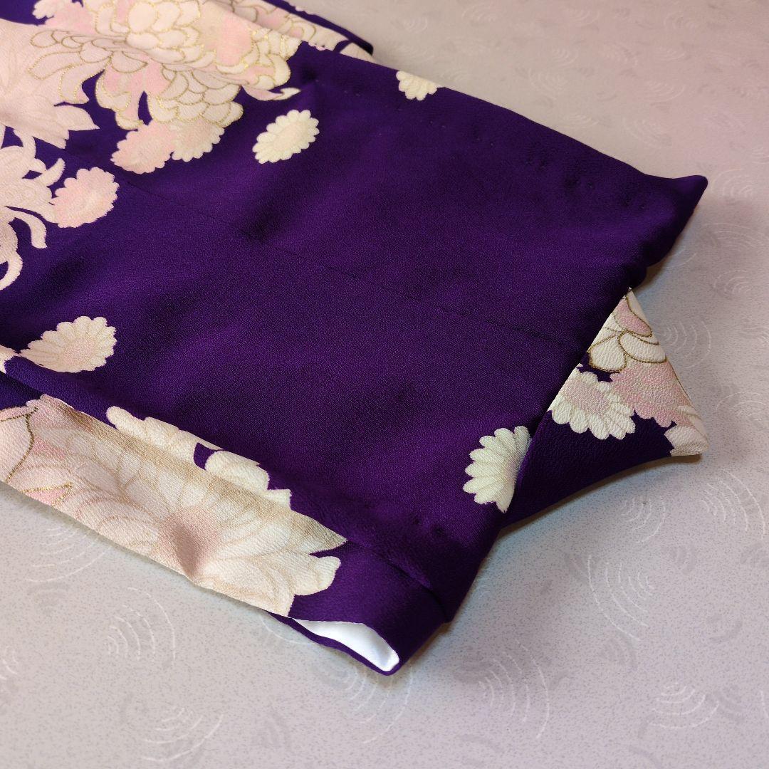 七五三３歳正絹手縫いの被布と巾着のセット（中綿無し）