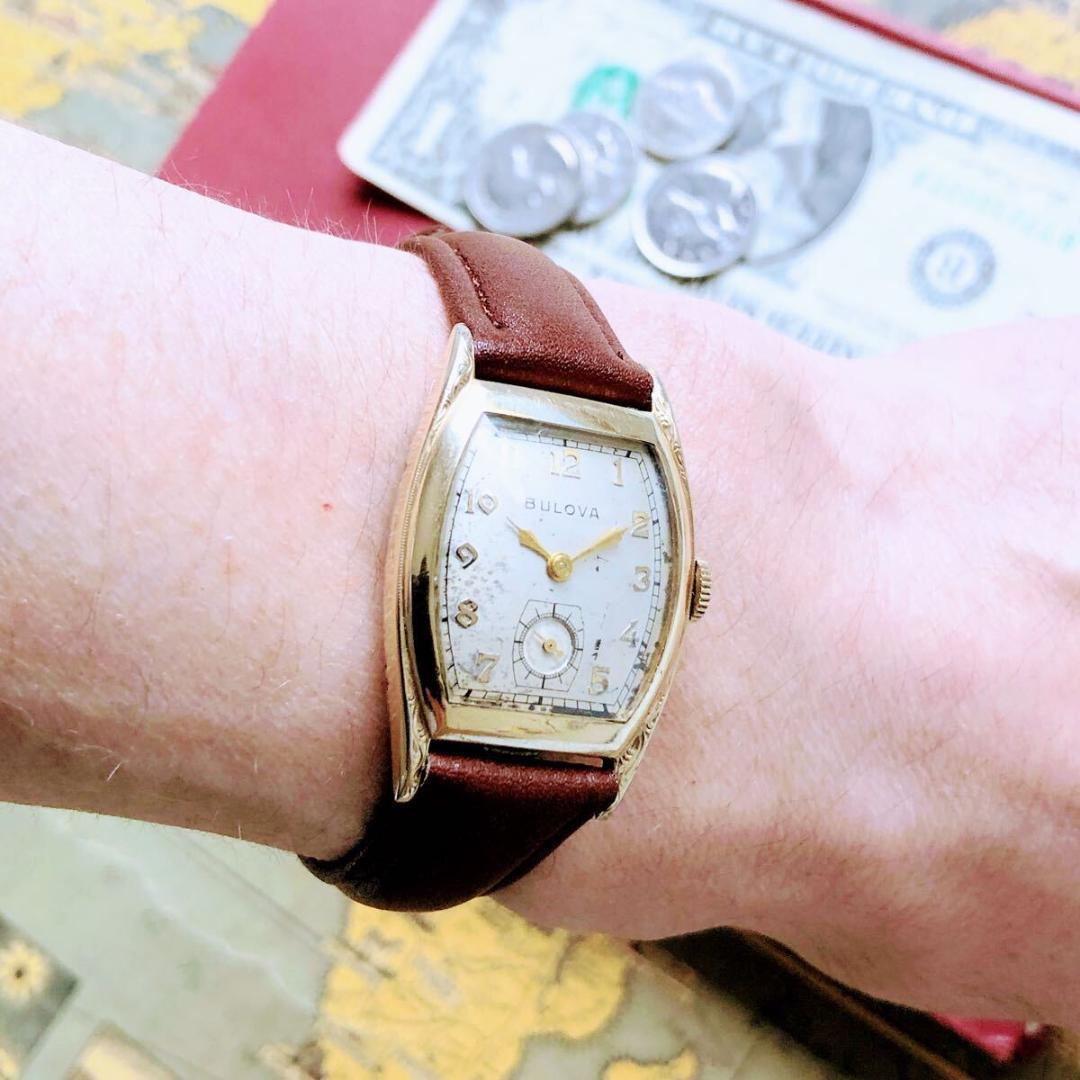 #3800【渋くてお洒落】メンズ 腕時計 ブローバ 動作品 アンティーク 手巻き