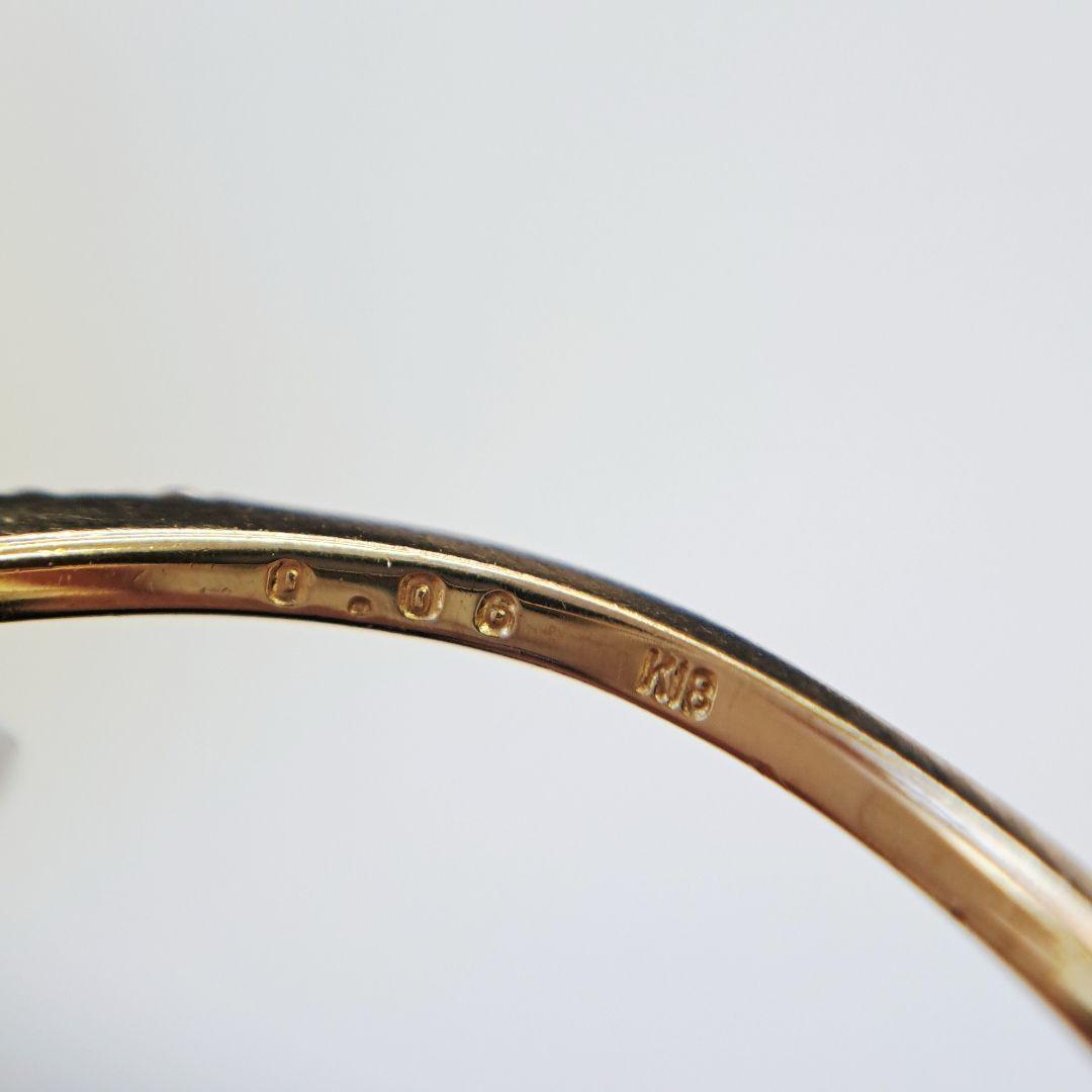 agete K18 ダイヤ 0.06ct カーブ V字 デザインリング 11号