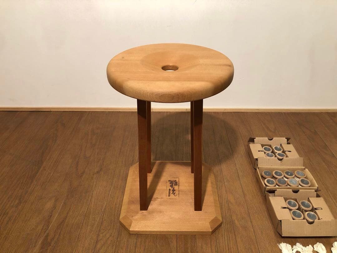 雅流 組紐台 丸台 組台 おもり 糸付き 組紐道具 無垢材 ③