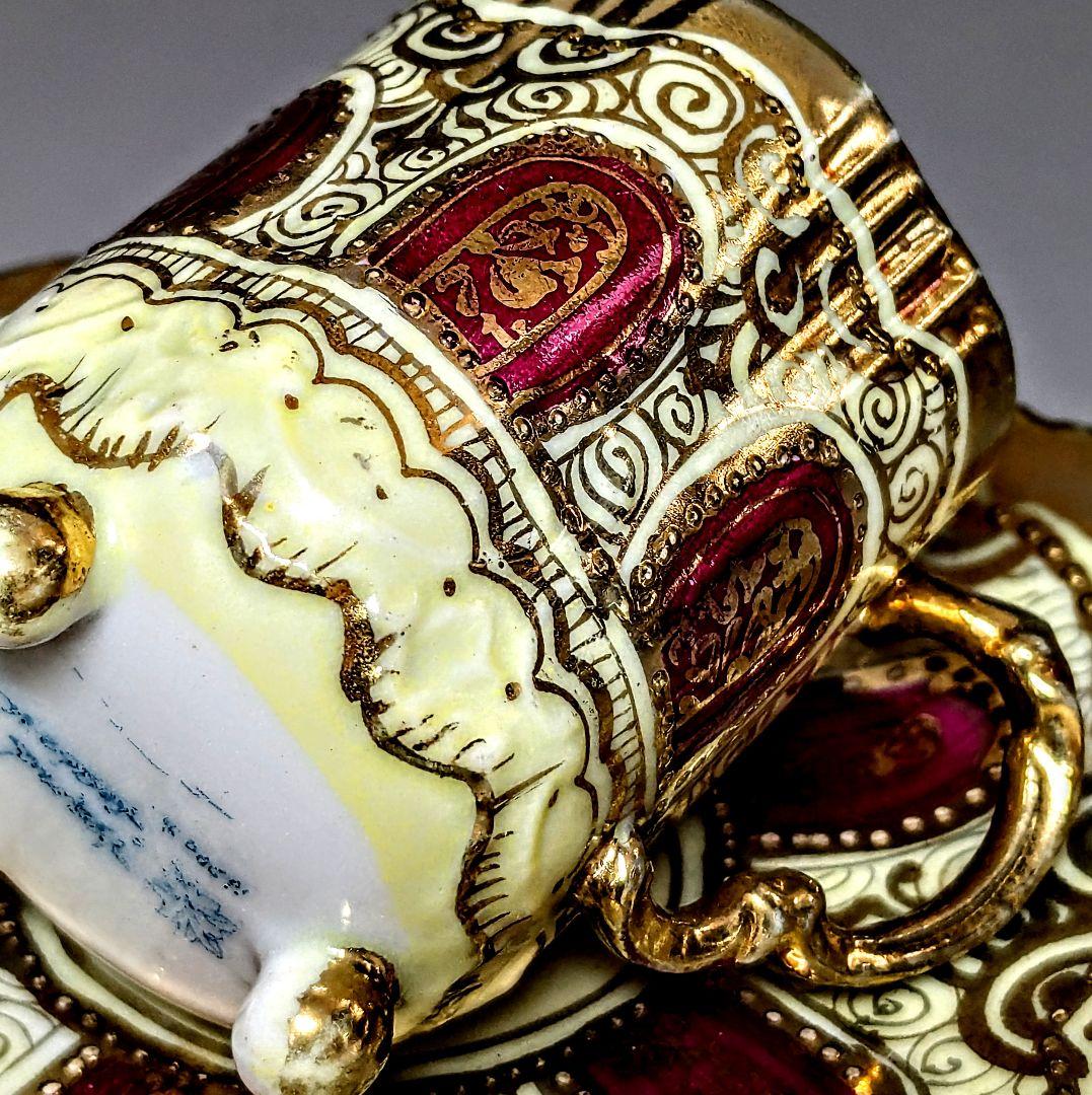 オールドノリタケ アールヌーボー様式 メイプルリーフ印 金盛上