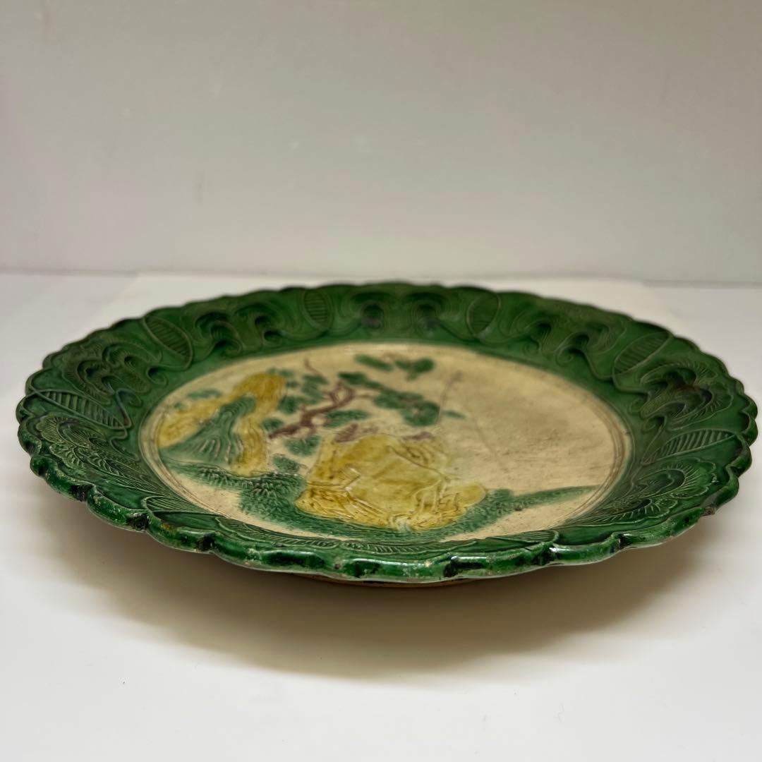 江戸中期 源内焼 大皿 幅約26㎝ 東Y7-0729⭐︎2Fトコヒ