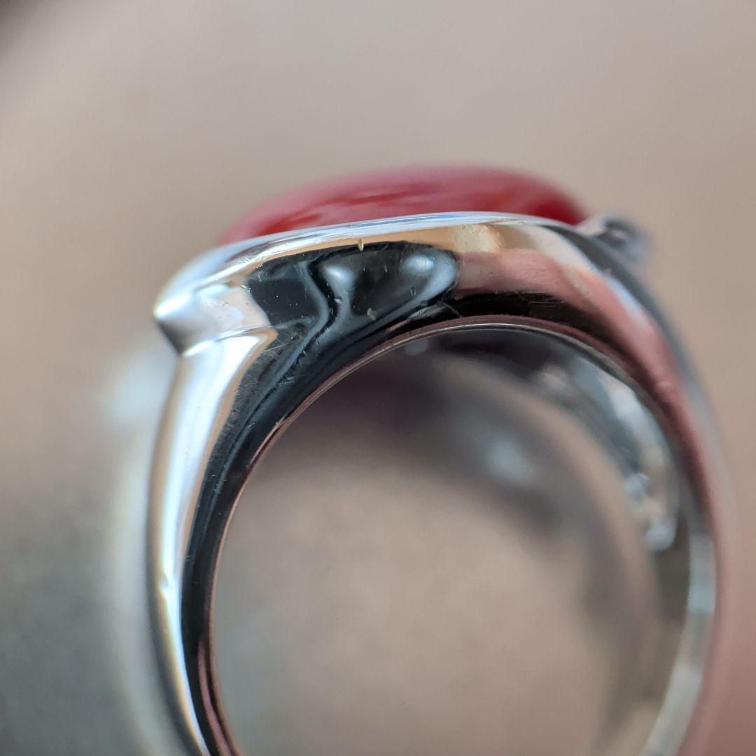 リング　Pt900　珊瑚　カボション　10.37g