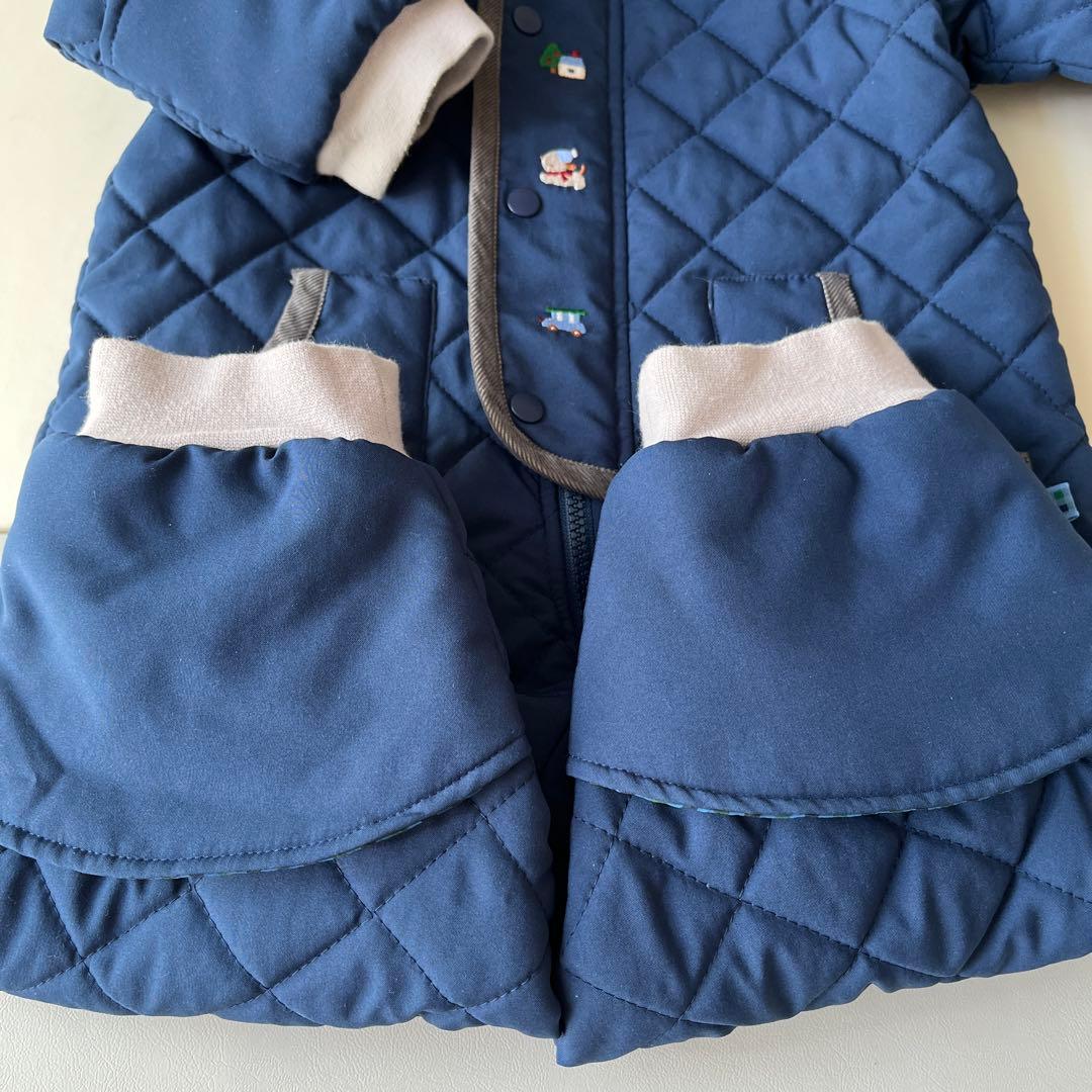 ファミリア ネイビー キルティング アウター ジャンプスーツ 80 ロンパース
