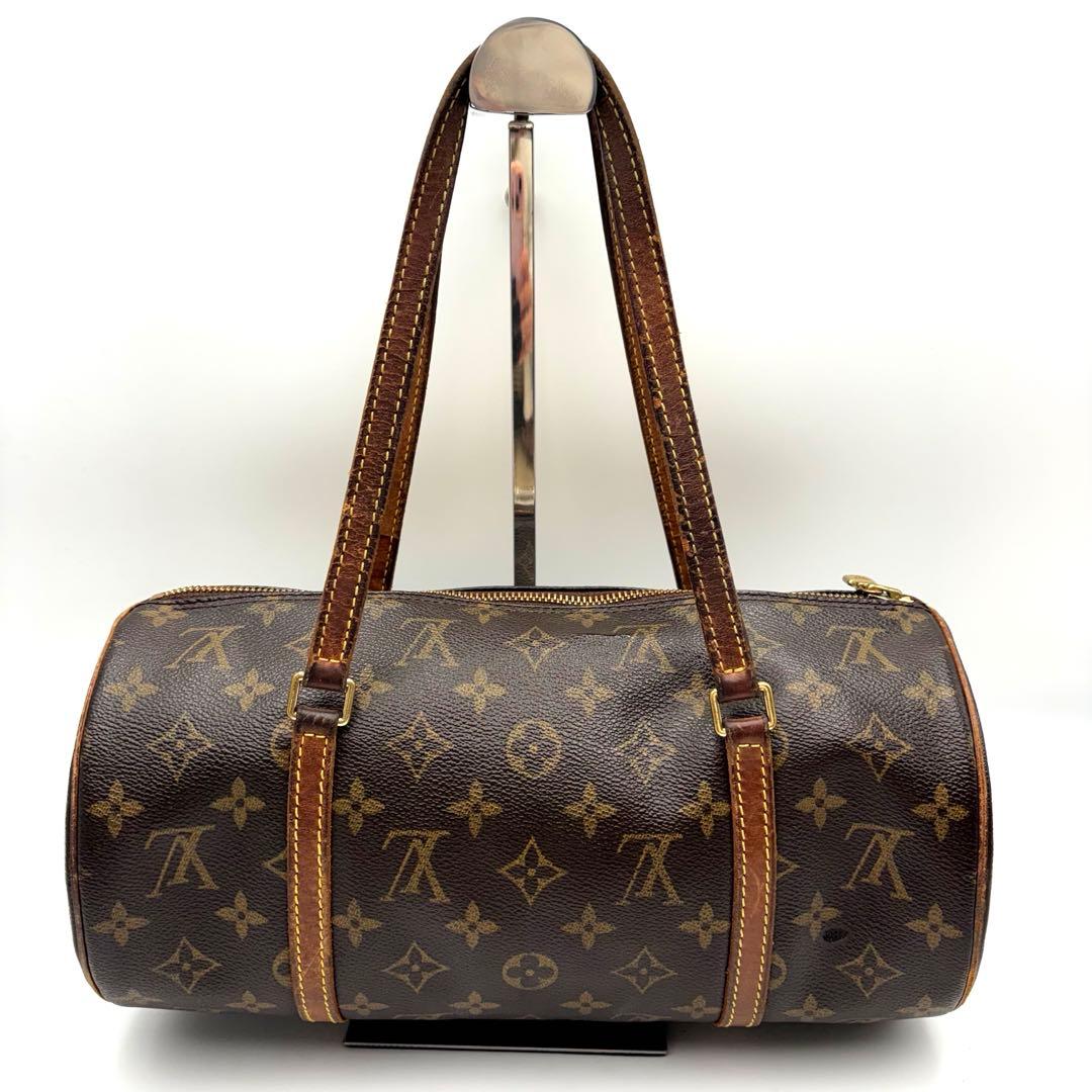 【鑑定済】ルイヴィトン　パピヨン　モノグラム　ハンドバッグ　ミニボストン　茶色