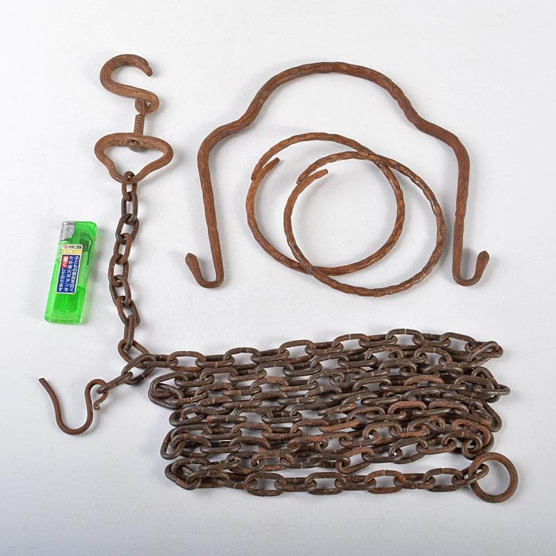 茶道具 田中敏孝作 釣釜道具 釣手 釜釻 釜鎖 一揃 共