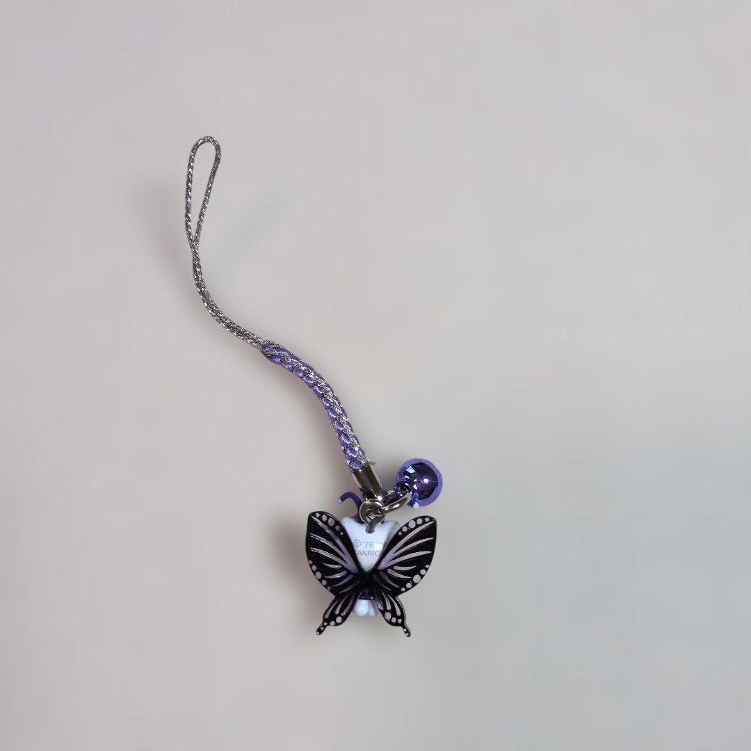 ご当地キティ 根付けストラップ 蝶 バタフライ 紫