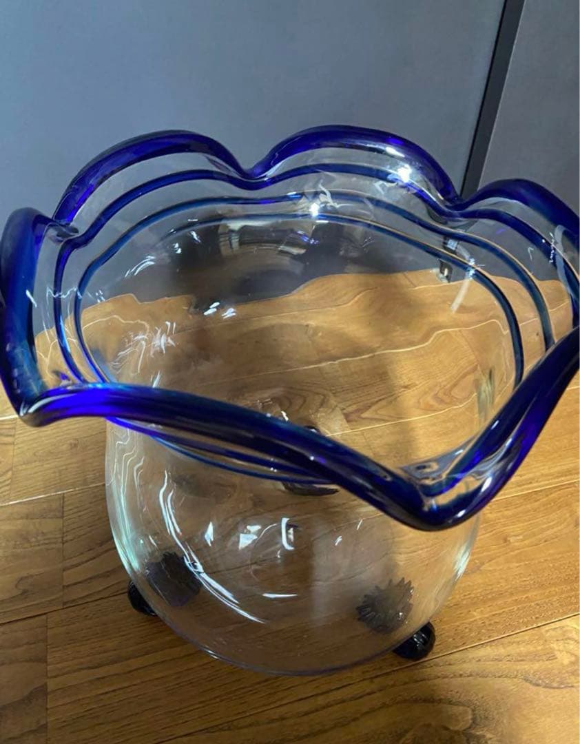 猫脚硝子アンティーク金魚鉢レトロ ガラス製メダカ鉢・水槽