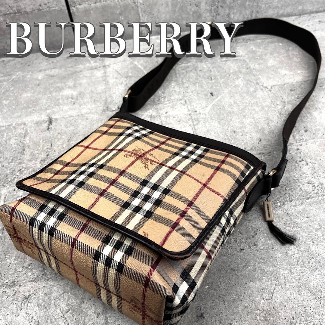希少 バーバリー ノバチェック シャドーホース PVC レザー ショルダー