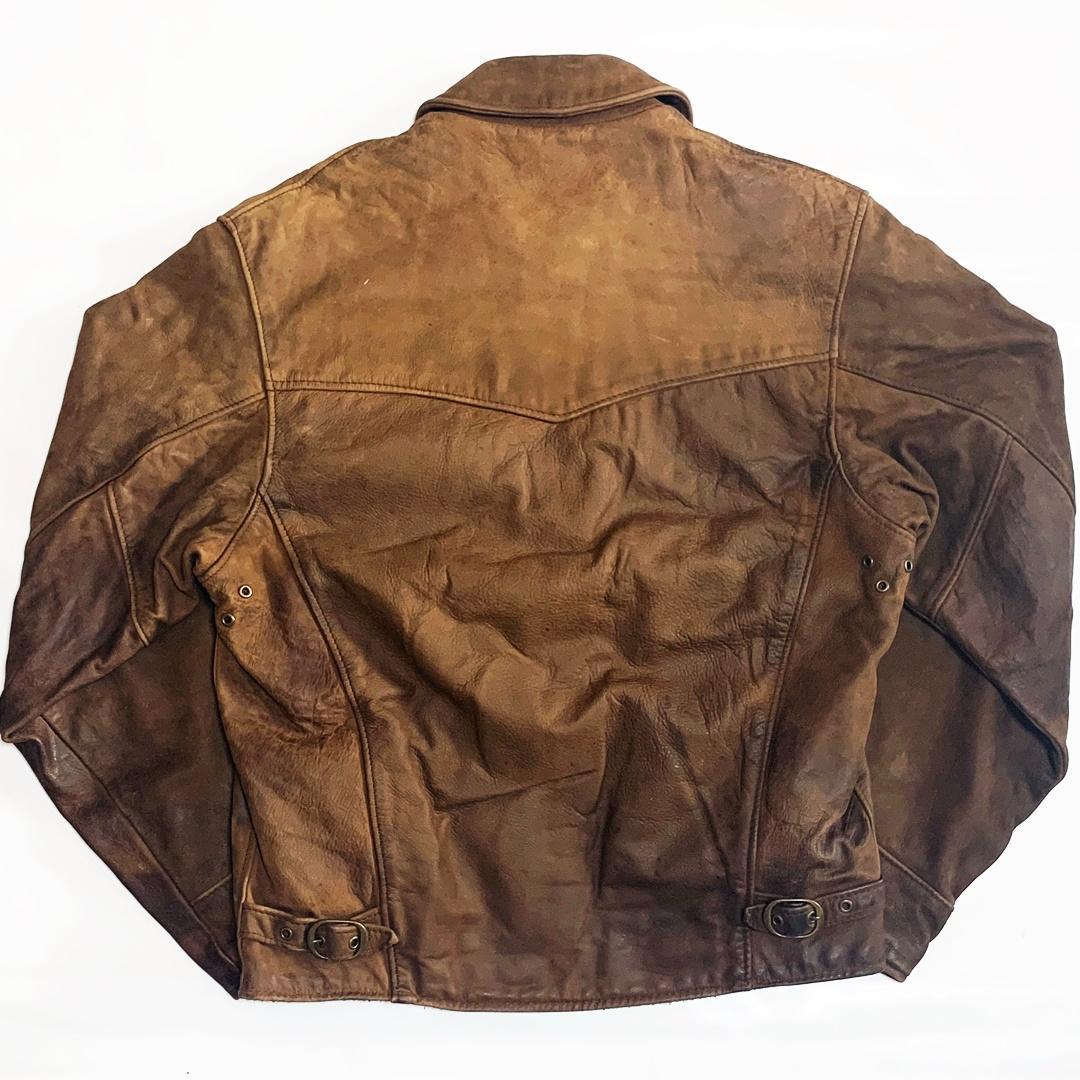 ショット M レザーライダースジャケット メンズ 38 茶 シングル 本革