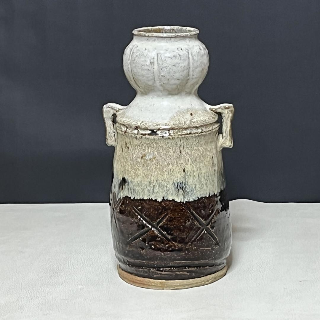 kei 高取焼宗家 十二代 高取八山 高取 耳付 花入 共箱 k3540