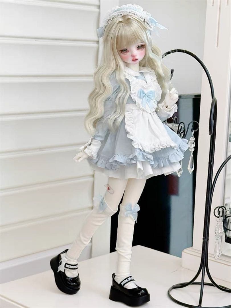 1/4ドール服 ディーラー様製 MDD MSD 胸開き メイド服 水色