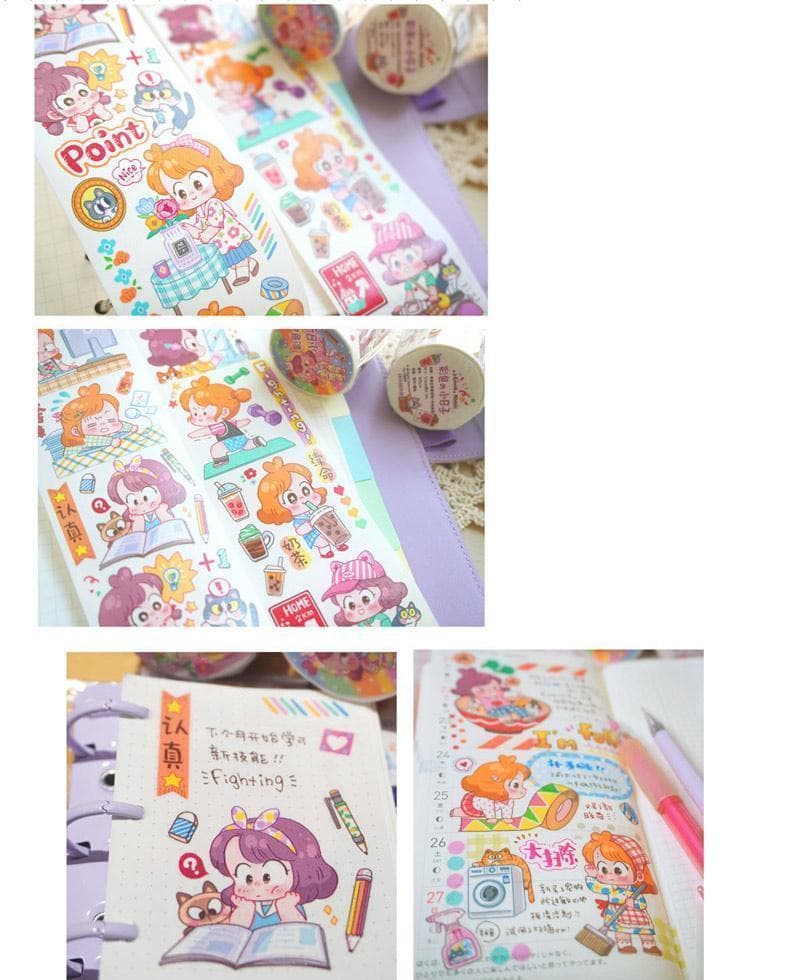 4巻セット】小麦咖啡 Maicoffee 麦麦 海外マステ 人物マステ 少女