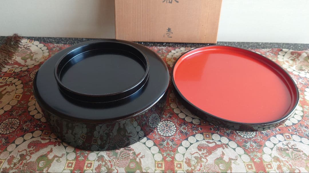 輪島塗黒塗菓子器