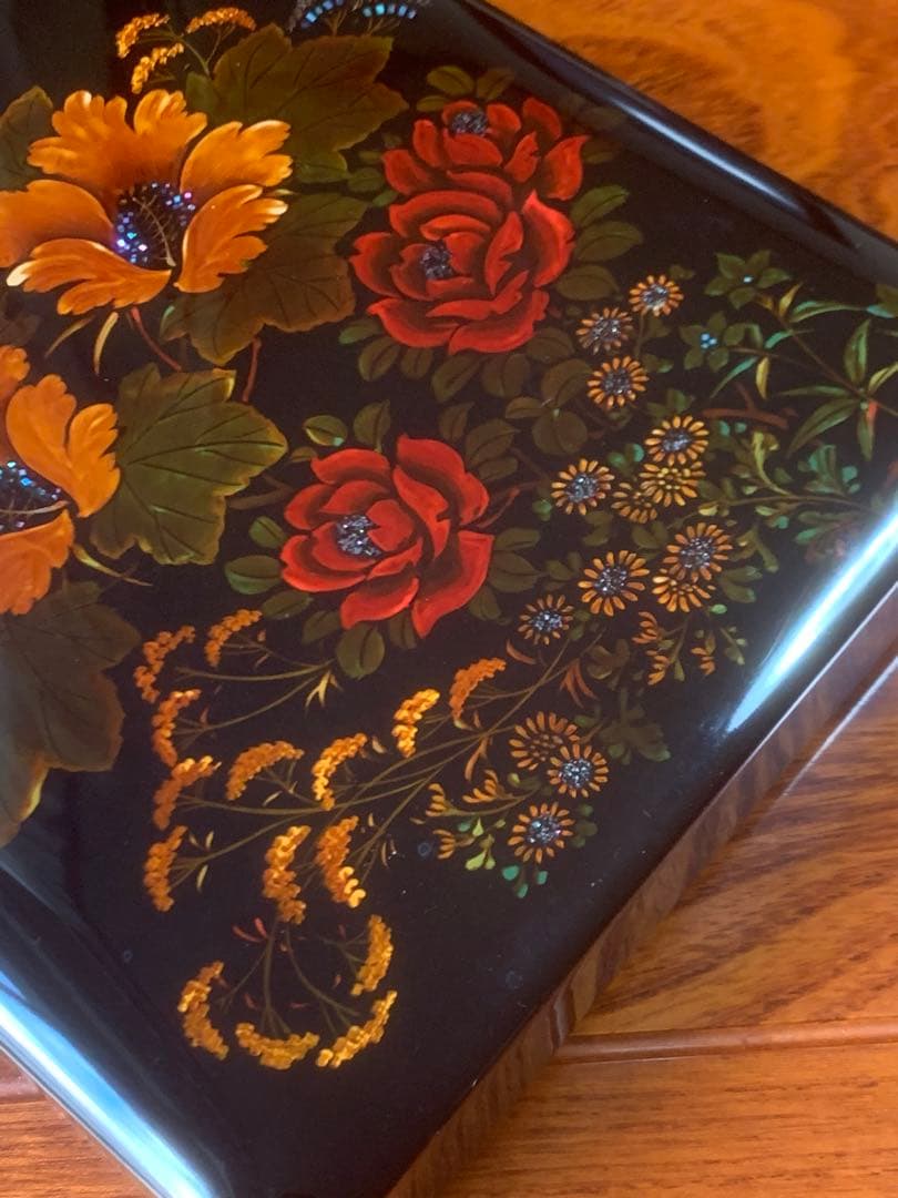 螺鈿漆塗り硯箱 小物入れインテリア 八雲塗り 木製漆器工芸品 美品 化粧箱付