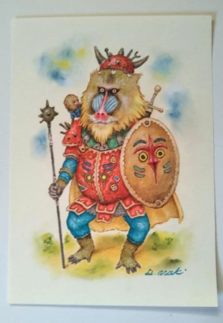 【原画】『ルドリー将軍』（マンドリル　猿　絵画　パステル画）